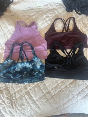 lululemon athletica Strappy Sports Bras in Black, Plum, Lilac & Blue Tie-Dye